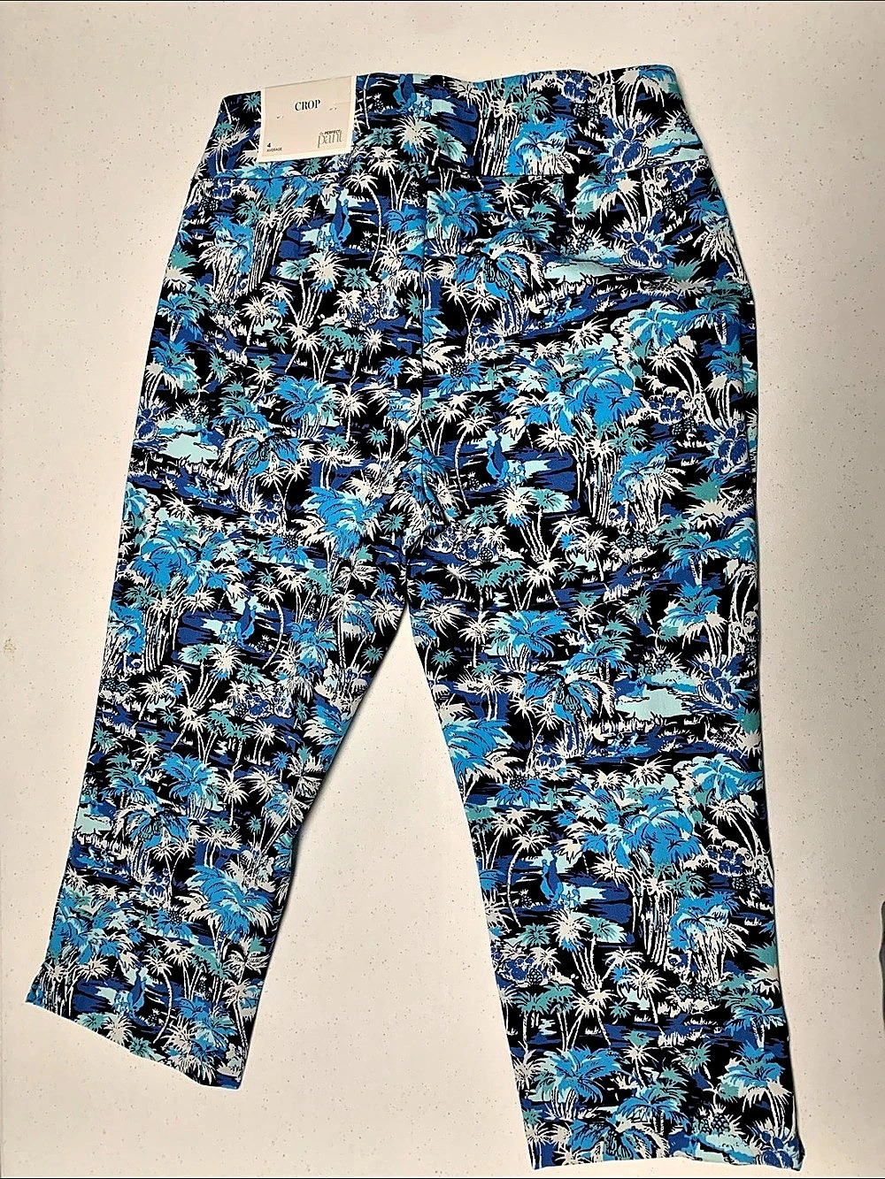 Christopher & Banks The Perfect Pant Cropped Floral Pants in Blue & Black Size 4